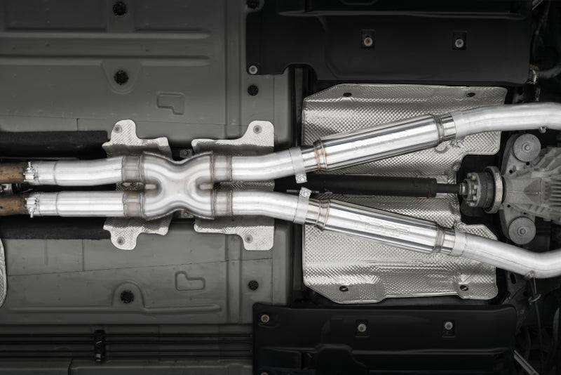 MBRP 15-16 Dodge Challenger RT 5.7L Aluminized Steel 3in Dual Rear Cat-back Quad Tips - Street Catback MBRP