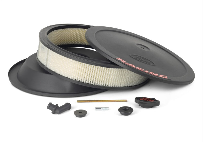 Ford Racing Air Cleaner Kit - Black Crinkle Finish w/ Red Emblem Air Filters - Universal Fit Ford Racing