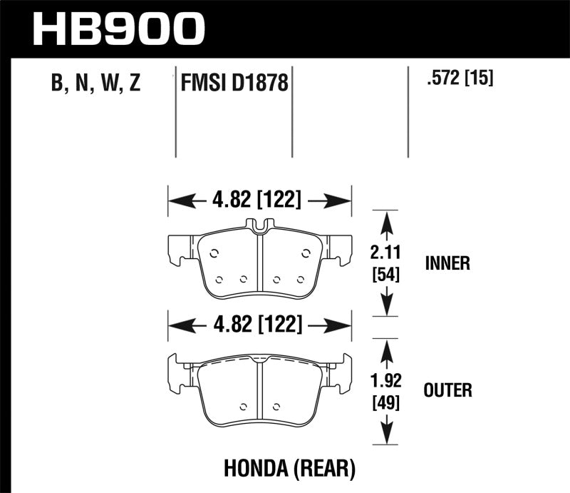 Hawk 16-17 Honda Civic HPS 5.0 Rear Brake Pads Brake Pads - Performance Hawk Performance