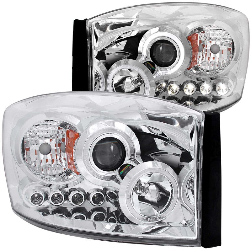 ANZO 2006-2008 Dodge Ram 1500 Projector Headlights w/ Halo Chrome Headlights ANZO