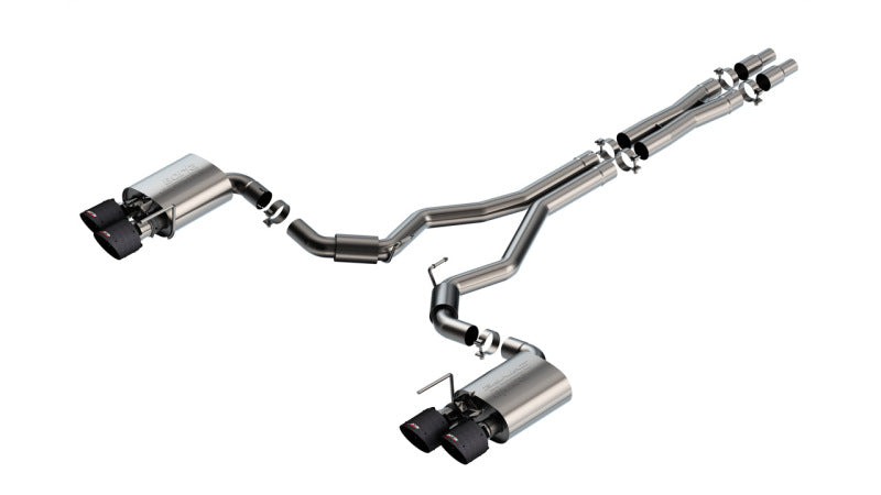 Borla 2024 Ford Mustang Dark Horse 5.0L V8 w/Active Exhaust S-Type Cat-Back Exhaust System - CF Tips Catback Borla