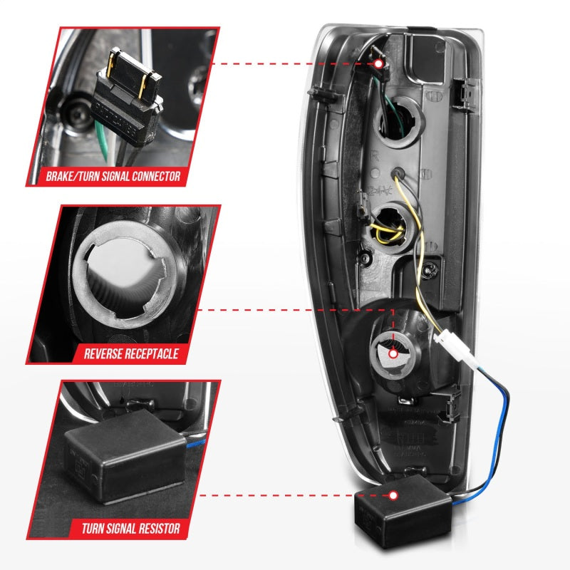 ANZO 2004-2012 Chevrolet Colorado/ GMC Canyon LED Tail Lights w/ Light Bar Black Housing Tail Lights ANZO