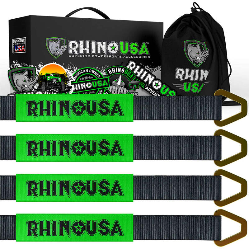 Rhino USA Axle Tie Down Straps (4-Pack) 2In X 38In - Black Cargo Tie-Downs Rhino USA