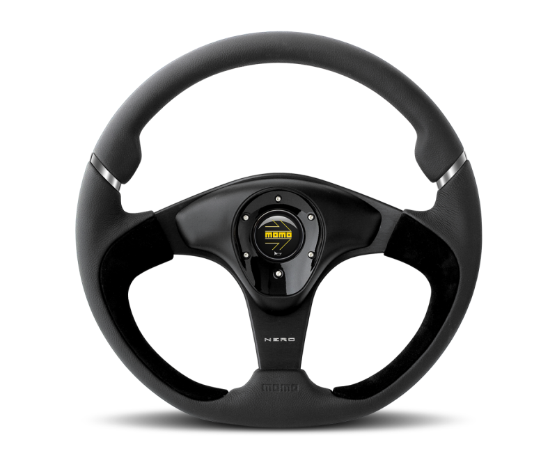 Momo Nero Steering Wheel 350 mm - Black Leather/Suede/Black Spokes Steering Wheels MOMO
