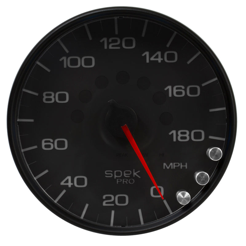 Autometer Spek-Pro Gauge Speedometer 5in 180 Mph Elec. Programmable Black/Black Gauges AutoMeter