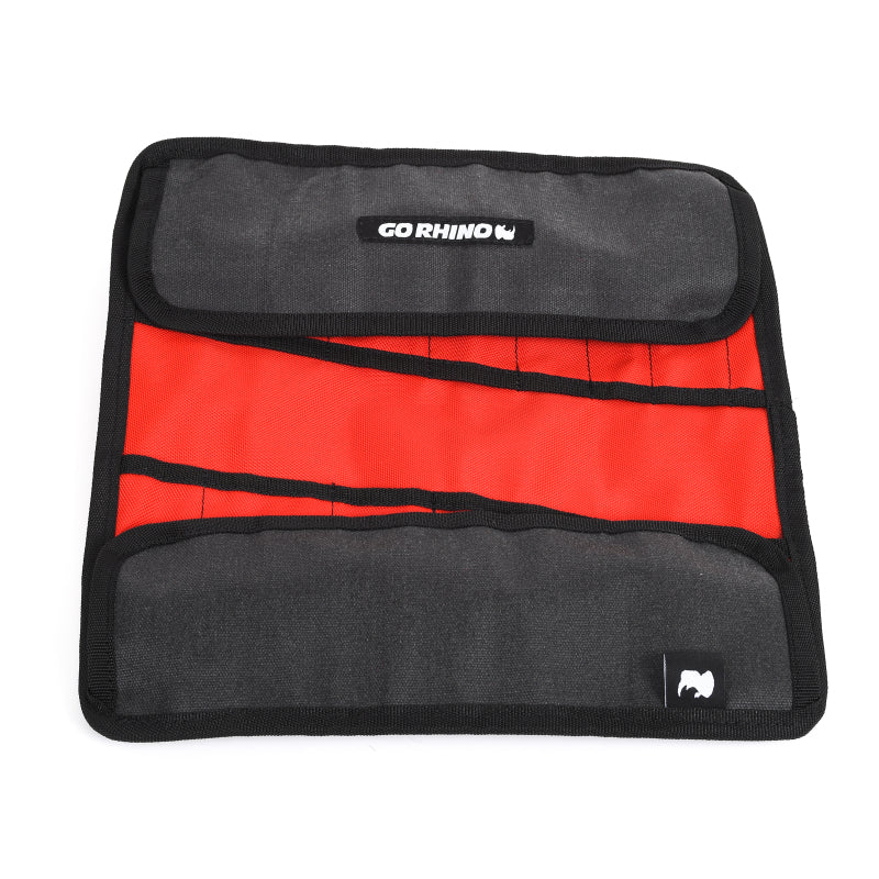 Go Rhino XVenture Gear Tool Wrench Roll - Small (3.5x3.5in. Closed) 12oz Waxed Canvas - Black Cargo Boxes & Bags Go Rhino