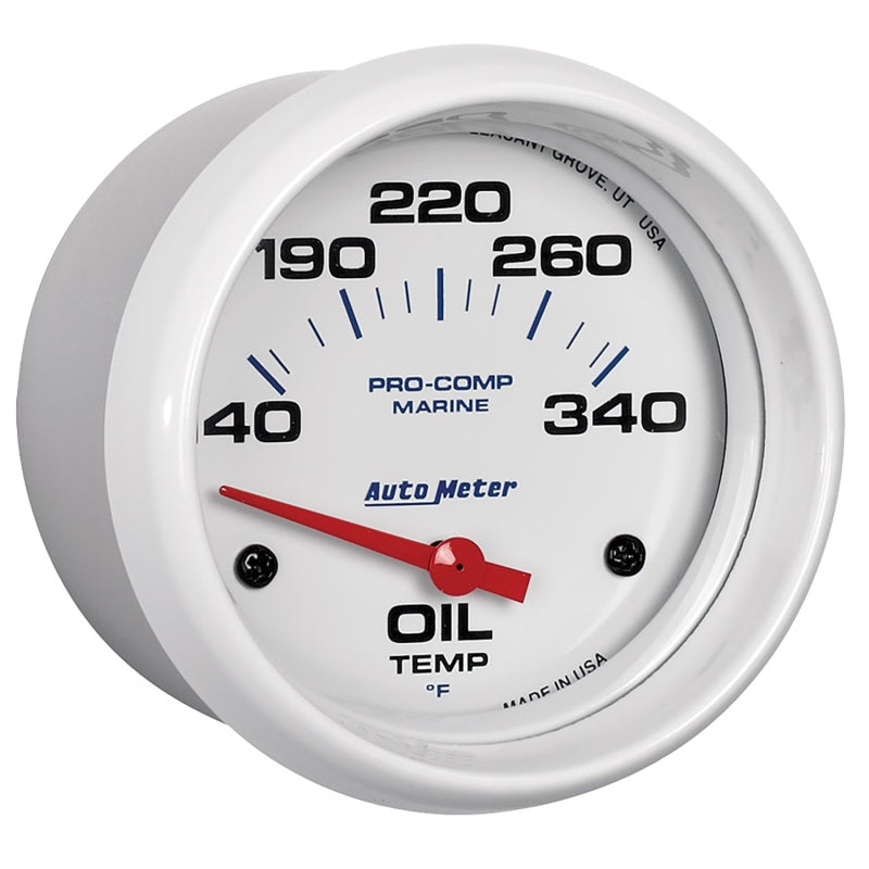 Autometer Marine White Air-Core Electric Oil Temperature Gauge 2-5/8in 140-300 Deg F Gauges AutoMeter