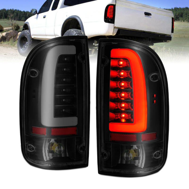 ANZO 1995-2000 Toyota Tacoma LED Taillights Black Housing Smoke Lens (Pair) Tail Lights ANZO