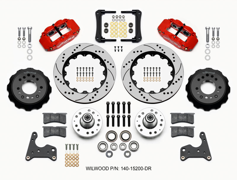 Wilwood Narrow Superlite 6R Front Hub Kit 14.00in Drill Red 65-72 CDP C Body -Drum Big Brake Kits Wilwood