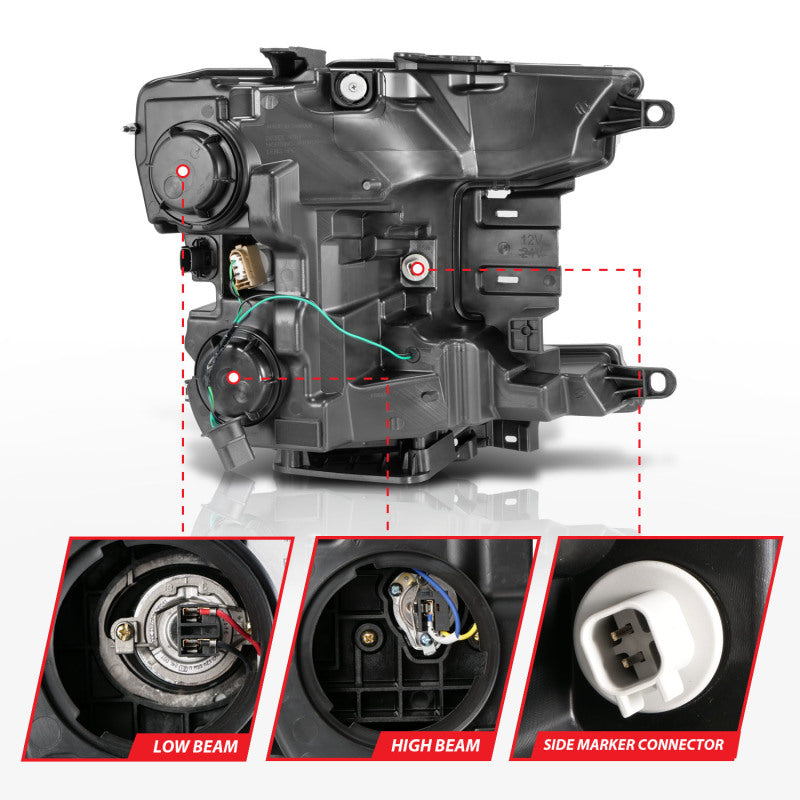 ANZO 18-19 Ford F-150 Projector Headlights w/Plank Style Switchback Chrome w/Amber Headlights ANZO