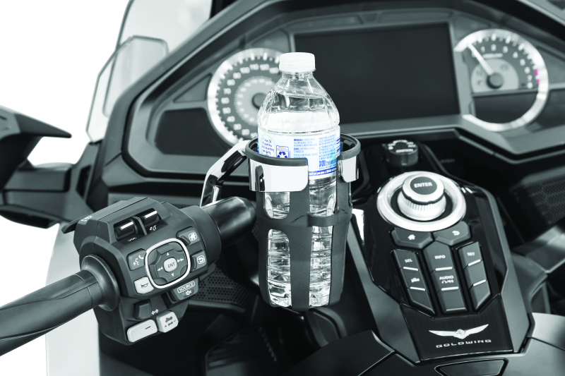 Kuryakyn Reflex Drink Holder Honda Goldwing DCT Handlebar Left Side Mount Chrome Cup Holders Kuryakyn