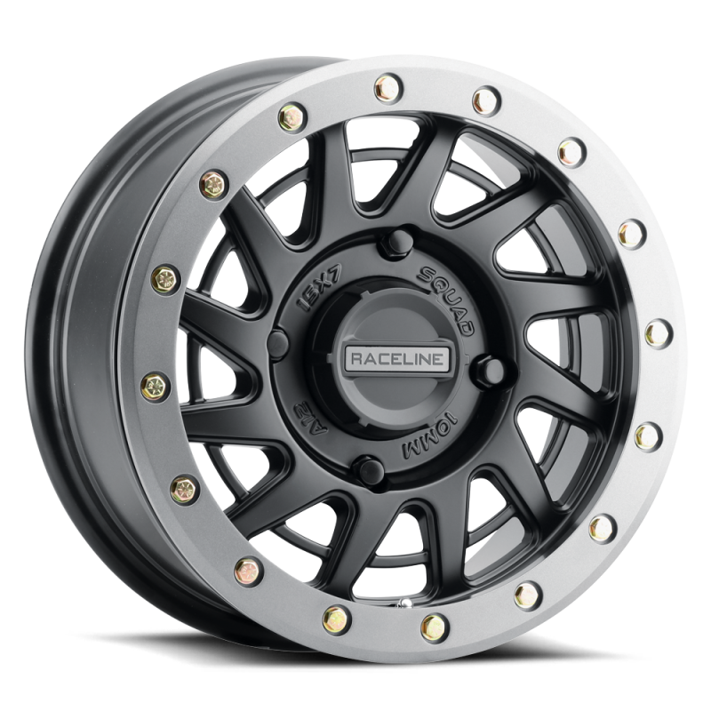 Raceline A12BG Squad 15x7in/4x137 BP/10mm Offset/110.18mm Bore - BLK & Gunmetal Ring Beadlock Wheel Wheels - Cast Raceline