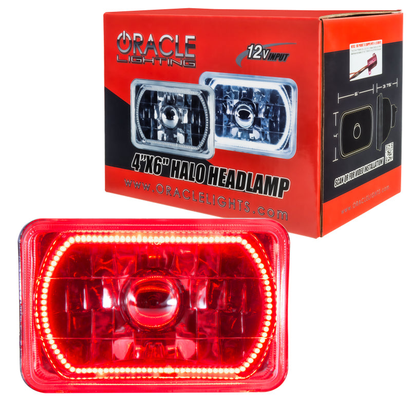 Oracle Pre-Installed Lights 4x6 IN. Sealed Beam - Red Halo Headlights ORACLE Lighting