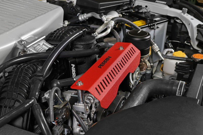 PERRIN 22-25 Subaru WRX Pulley Cover - Red (SHORT - For Use w/PERRIN AOS) Engine Covers Perrin Performance