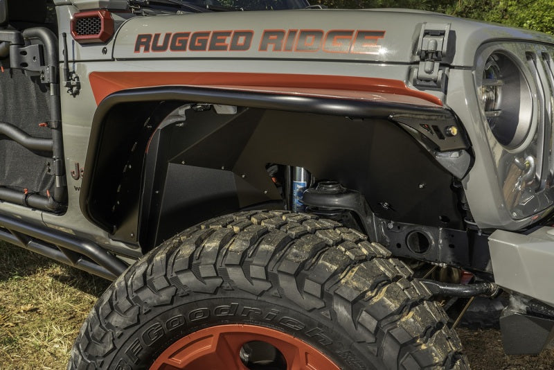 Rugged Ridge Inner Fender Liners Frnt Aluminum Black 18-20 Jeep Wrangler JL Fender Flares Rugged Ridge