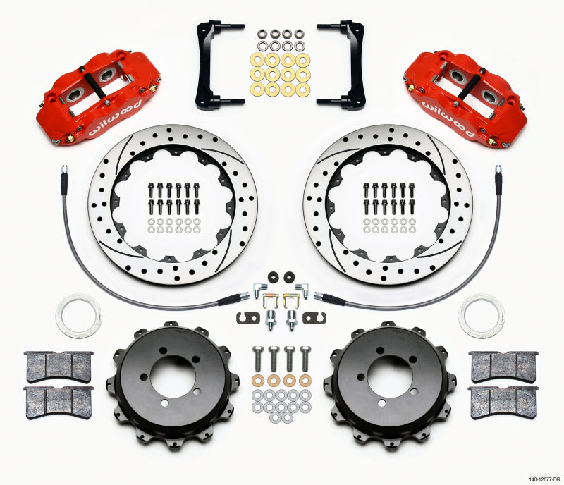 Wilwood Narrow Superlite 4R Rear Kit 12.88in Drilled Red 2008-2012 Subaru WRX w/Lines Big Brake Kits Wilwood