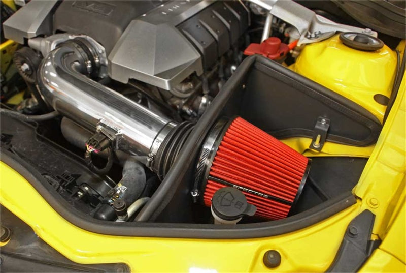 Spectre 10-12 Chevy Camaro V8-6.2L F/I Air Intake Kit - Clear Anodized w/Red Filter Cold Air Intakes Spectre