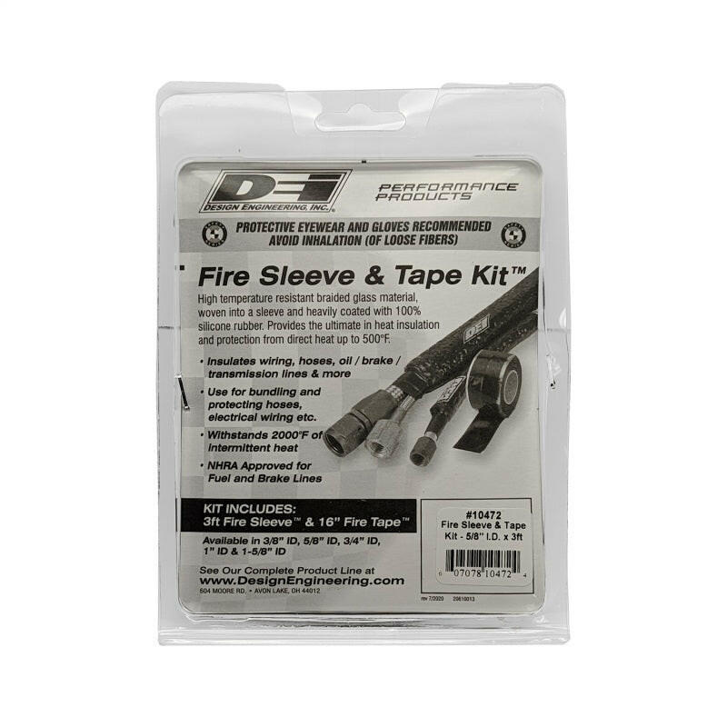 DEI Fire Sleeve and Tape Kit 5/8in I.D. x 3ft Thermal Sleeves DEI