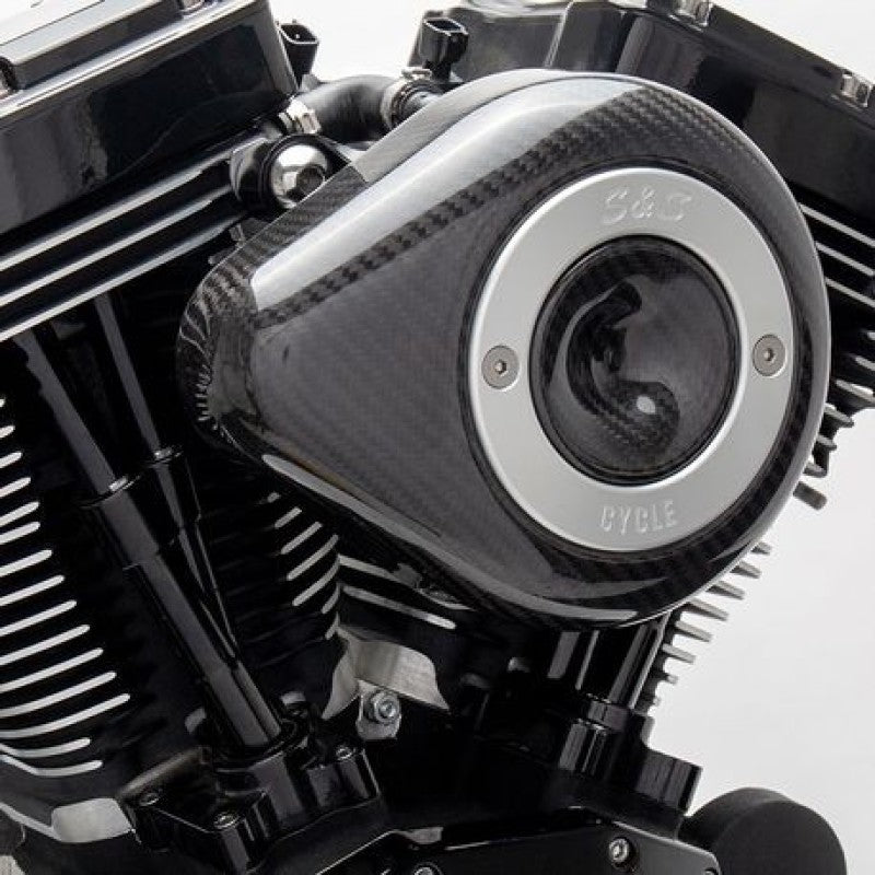 S&S Cycle 08-17 Touring/16-17 Softail Models Stealth Air Cleaner Kit w/ Carbon Fiber Cover Air Intake Components S&S Cycle