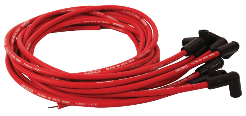 Moroso Universal Ignition Wire Set - Ultra 40 - Unsleeved - 90 Degree - Red Spark Plug Wire Sets Moroso