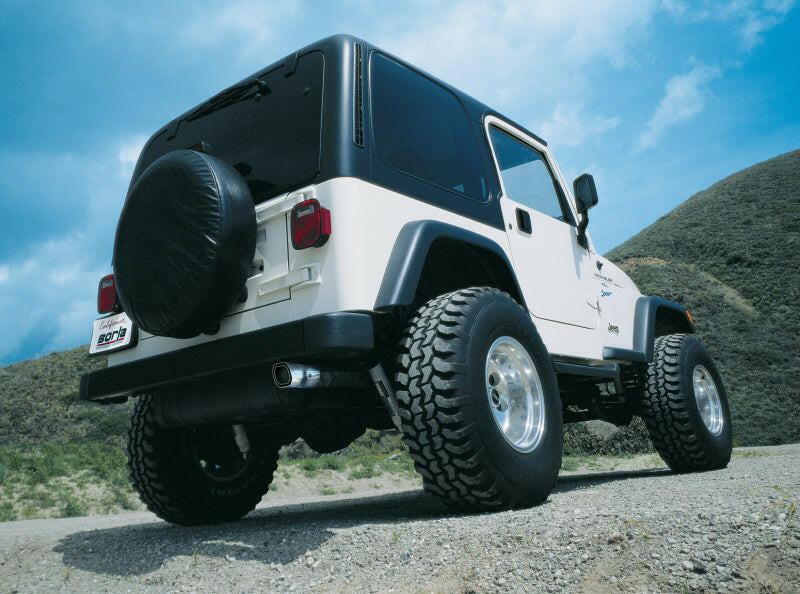 Borla 97-99 Jeep Wrangler 2.5/4.0L w/o Hitch Cat-Back 2.25in Single Sqr Angle Cut Phntm Rear Catback Borla