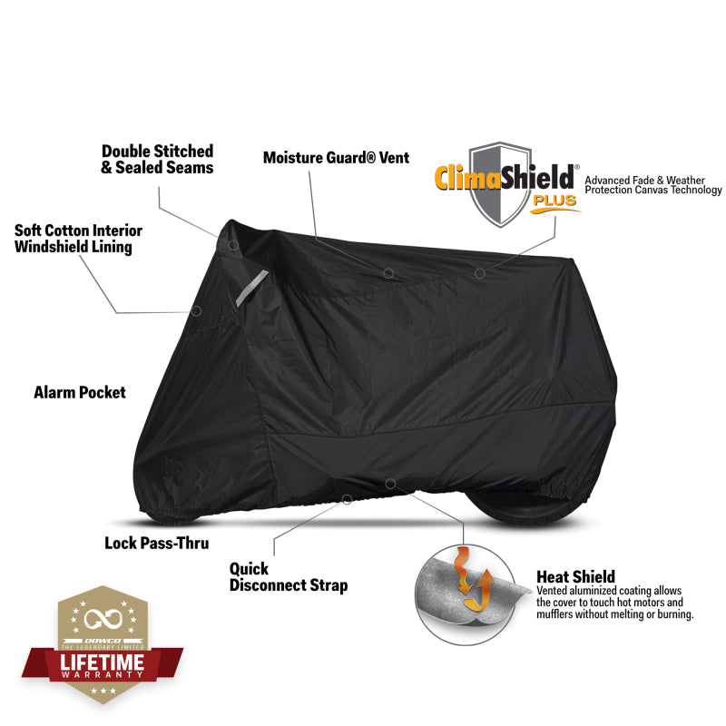 Dowco Cruisers (Small/Medium Models) WeatherAll Plus Motorcycle Cover - Black Bike Covers Dowco