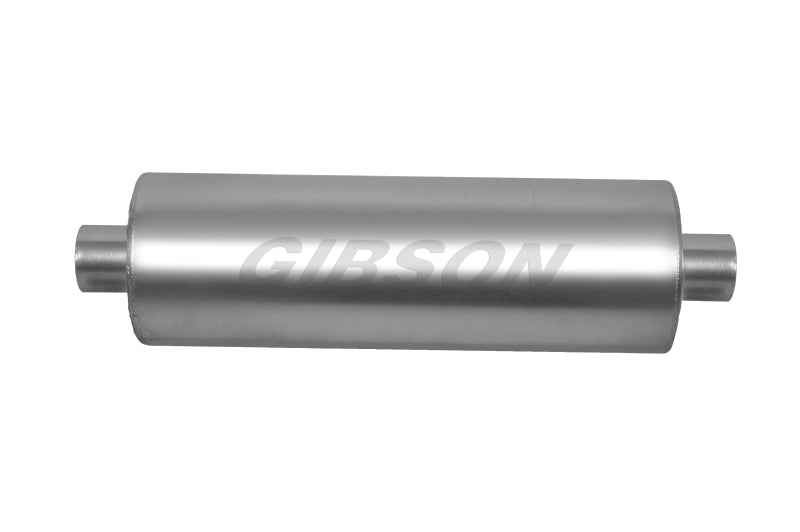 Gibson SFT Superflow Center/Center Round Muffler - 8x24in/3in Inlet/3in Outlet - Stainless Muffler Gibson