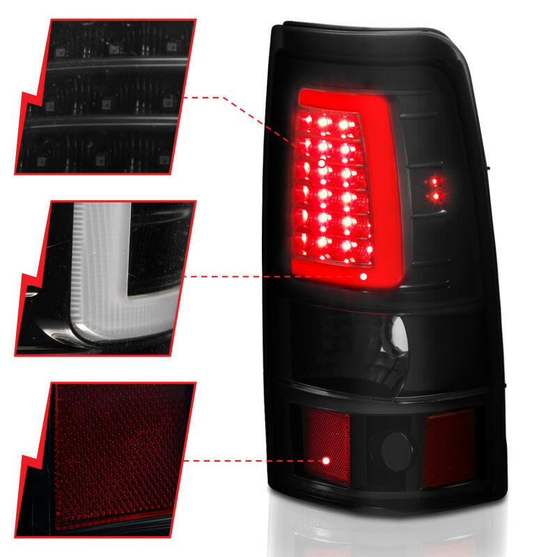 ANZO 2003-2006 Chevy Silverado 1500 LED Taillights Plank Style Black w/Smoke Lens Tail Lights ANZO