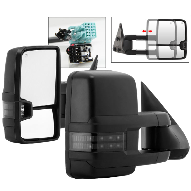 xTune Chevy Silverado 03-06 G2 Heated Smoke LED Signal Telescoping Mirrors MIR-CS03S-G2-PWH-SM-SET Side Mirrors SPYDER