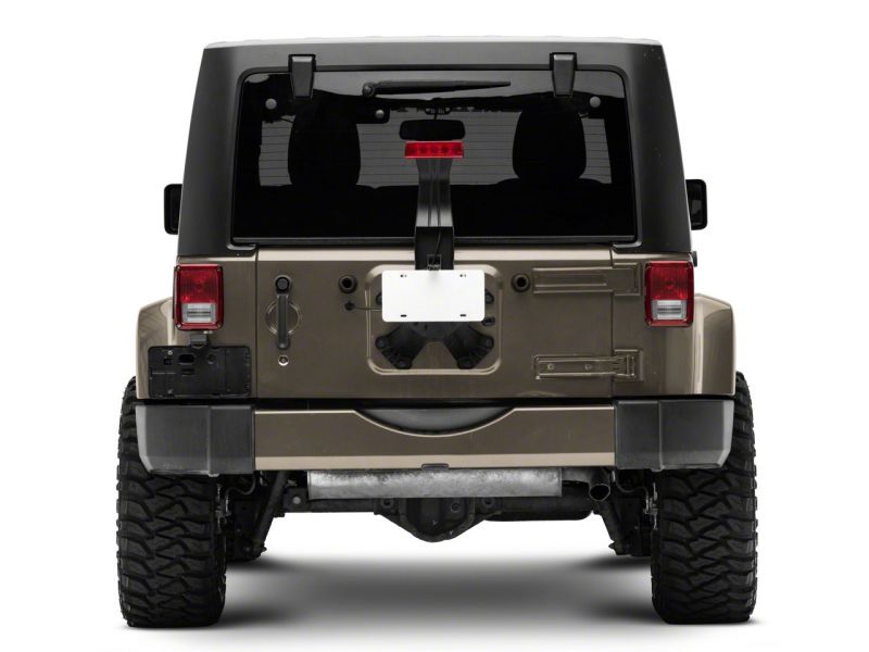 Raxiom 07-18 Jeep Wrangler JK Axial Series License Plate Bracket w/ LED Brake Light Brake Lights Raxiom