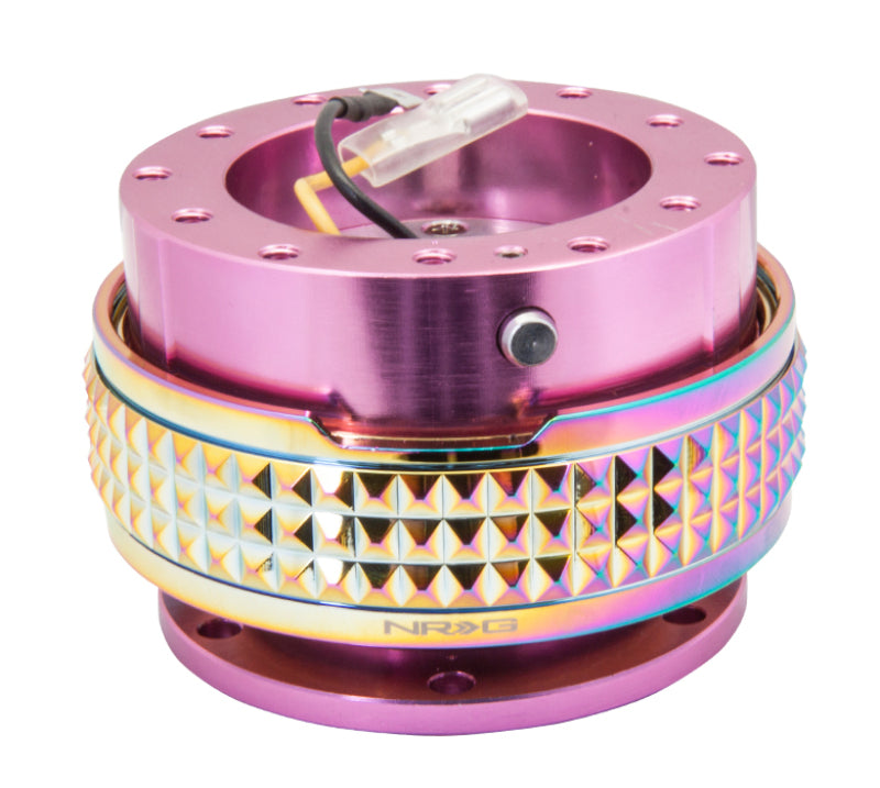 NRG Quick Release Kit - Pyramid Edition - Pink Body / Neochrome Pyramid Ring Quick Release Adapters NRG