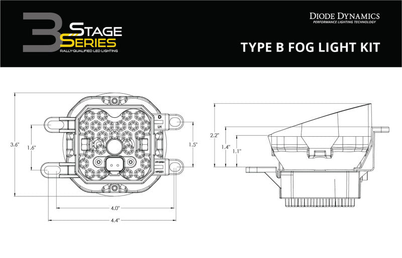 Diode Dynamics SS3 Max Type B Kit ABL - White SAE Fog Light Accessories and Wiring Diode Dynamics