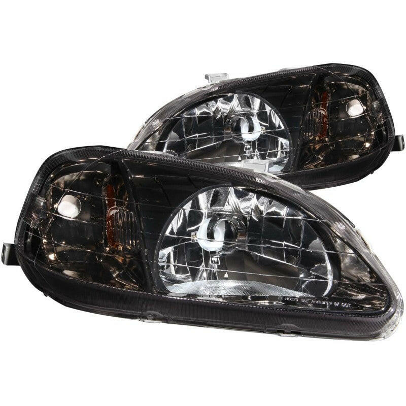 ANZO 1999-2000 Honda Civic Crystal Headlights Gun-Metal Gray Headlights ANZO