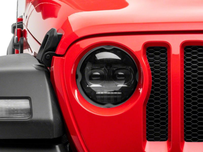 Raxiom 18-23 Jeep Wrangler JL Axial Series 9-In Angel Eye LED Headlights- Blk Housing (Clear Lens) Headlights Raxiom