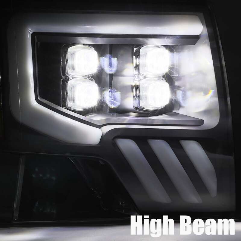 AlphaRex 09-14 Ford F-150 NOVA LED Projector Headlights Plank Style Chrome w/Activ Light/Seq Signal Headlights AlphaRex