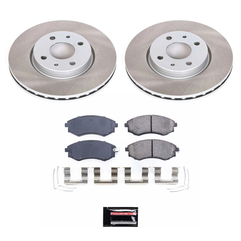 Power Stop 99-01 Hyundai Tiburon Front Semi-Coated Rotor Kit Brake Kits - Performance Blank PowerStop