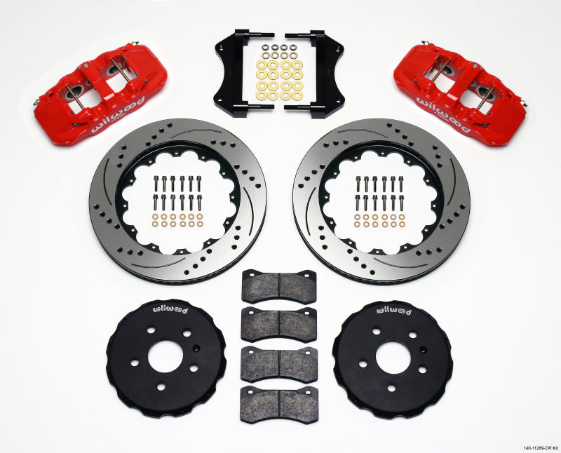 Wilwood AERO6 Front Hat Kit 14.25 Drilled Red 2010-2015 Camaro Big Brake Kits Wilwood