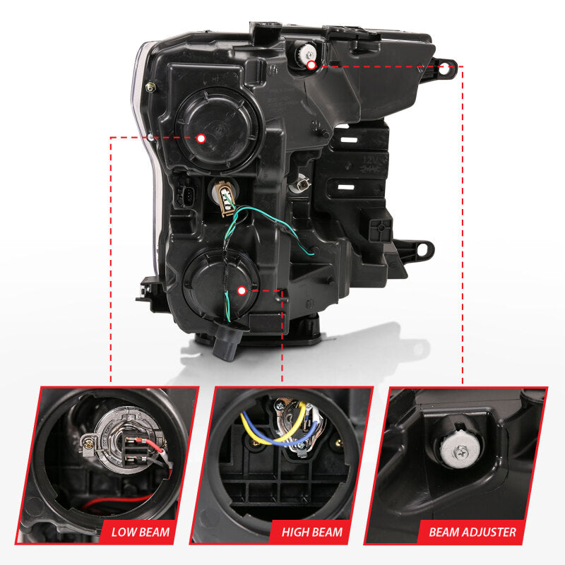 ANZO 2018-2019 Ford F-150 Projector Plank Style H.L. Chrome Amber (Without Switchback) Headlights ANZO