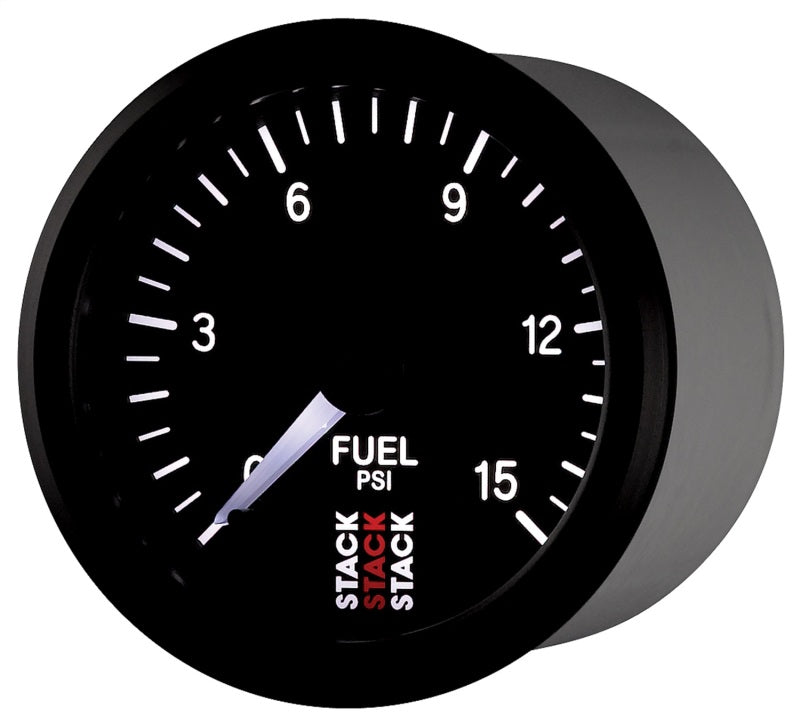 Autometer Stack 52mm 0-15 PSI 1/8in NPTF Male Pro Stepper Motor Fuel Pressure Gauge - Black Gauges AutoMeter