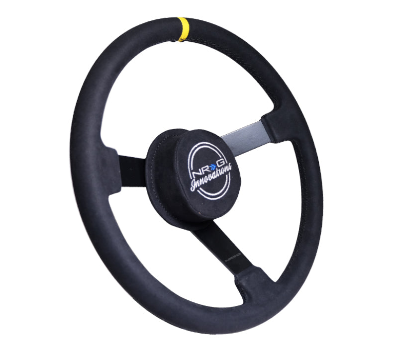 NRG Reinforced Steering Wheel (380mm) Nascar/ Alcantara 3 Spoke w/ NRG Logo/ Removable Crushed Pad Steering Wheels NRG