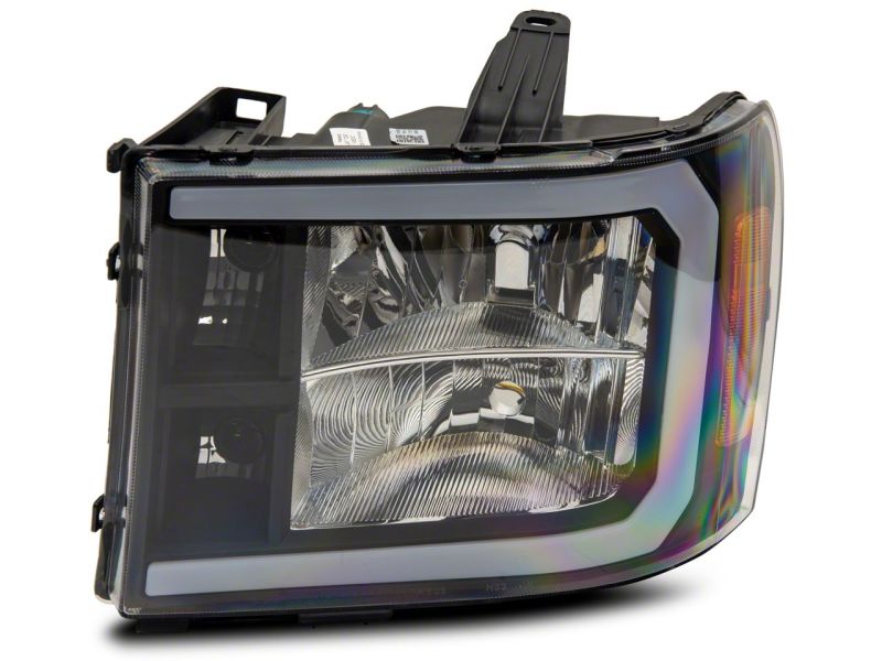 Raxiom 07-13 GMC Sierra 1500 Axial Series Headlights w/ LED Bar- Black Housing (Clear Lens) Headlights Raxiom