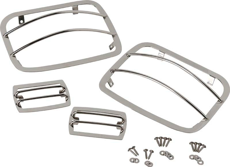 Kentrol 87-95 Jeep Wrangler YJ Light Guard Set 4 Pieces - Polished Silver Light Accessories and Wiring Kentrol