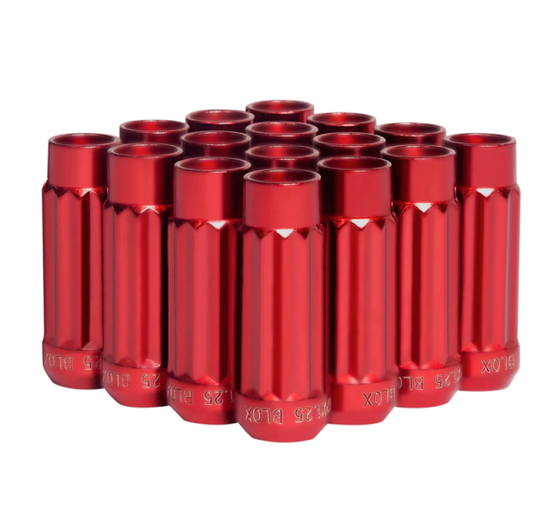 BLOX Racing 12-Sided P17 Tuner Lug Nuts 12x1.25 - Red Steel - Set of 16 Lug Nuts BLOX Racing