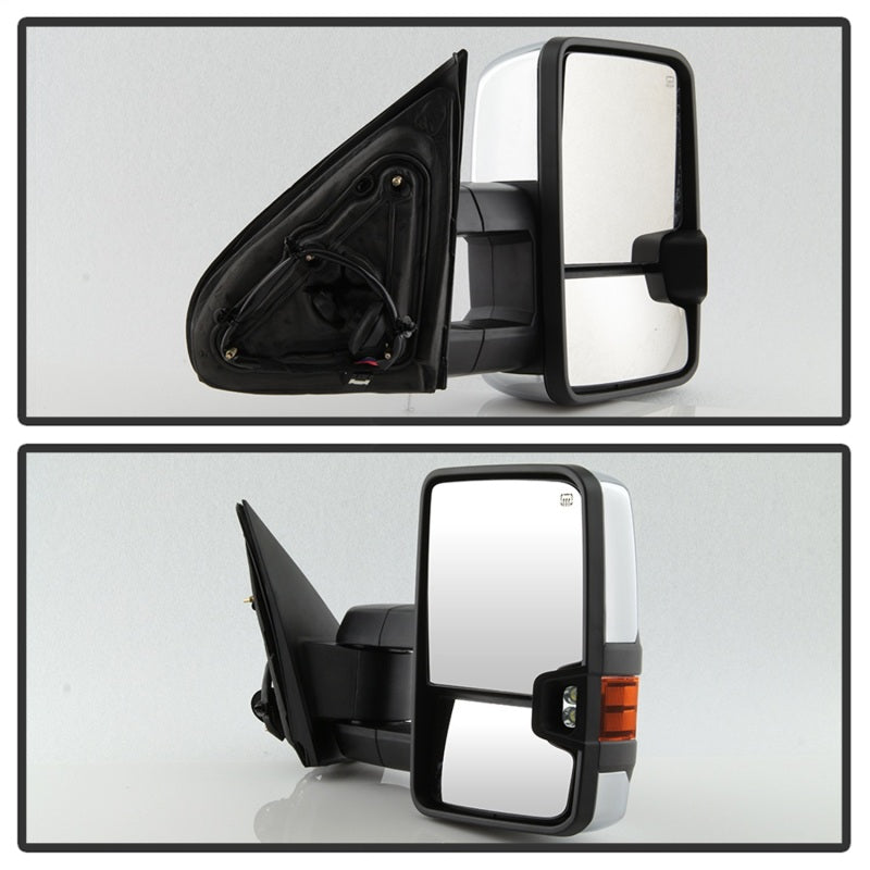 xTune Chevy Silverado 14-16 Heated Amber LED Signal Mirror Chrome MIR-CSIL14S-G3C-PWH-AM-SET Side Mirrors SPYDER
