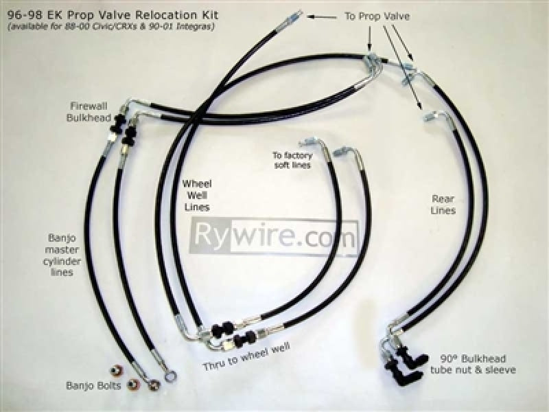 Rywire Proportion Valve Relocation Kit (Drop Ship Only - On PO Note Vehicle and Master Cyl Type) Fittings Rywire