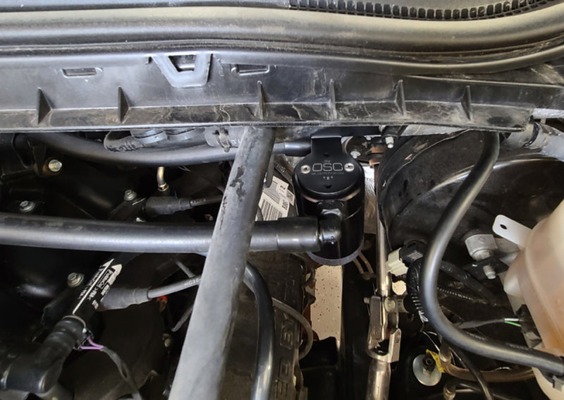 J&amp;L 17-22 Ford F-250 6.2L/7.3L Passenger Side Oil Separator 3.0 - Black Anodized Oil Separators J&L