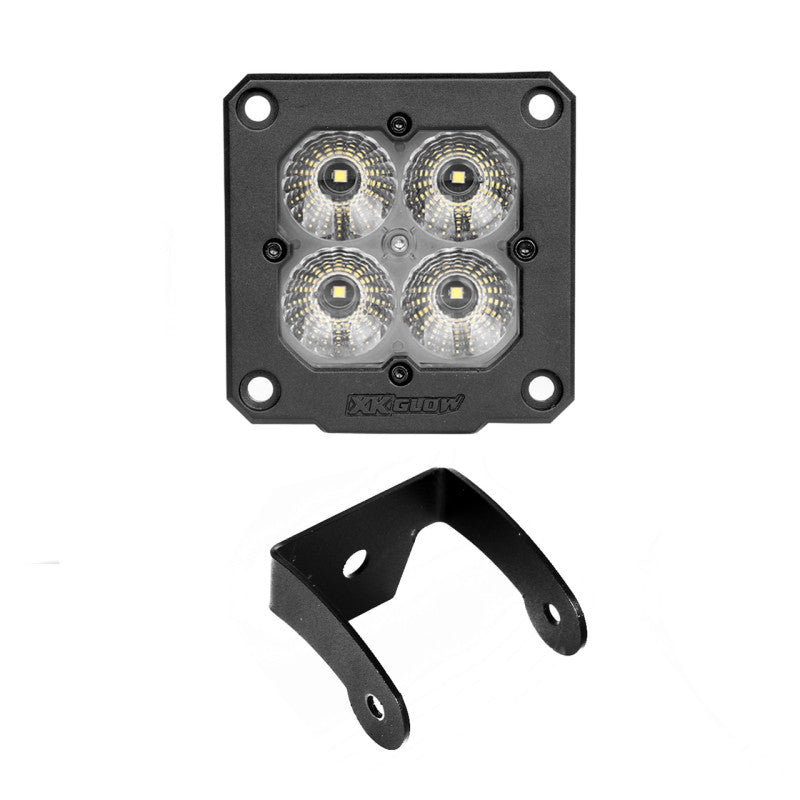 XK Glow Flush Mount XKchrome 20w LED Cube Light w/ RGB Accent Light Kit w/ Cntrlr - Flood Beam 2pc Light Accessories and Wiring XKGLOW