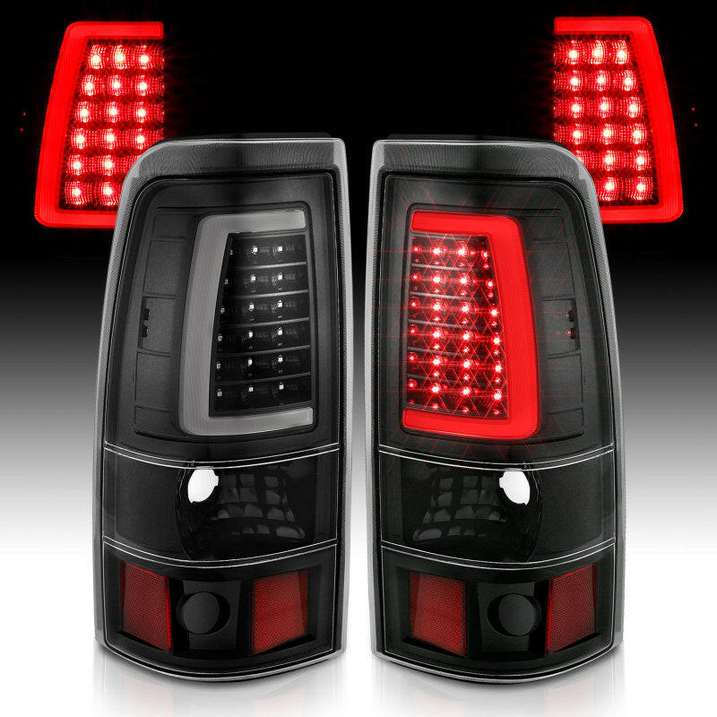 ANZO 2003-2006 Chevy Silverado 1500 LED Taillights Plank Style Black w/Clear Lens Tail Lights ANZO