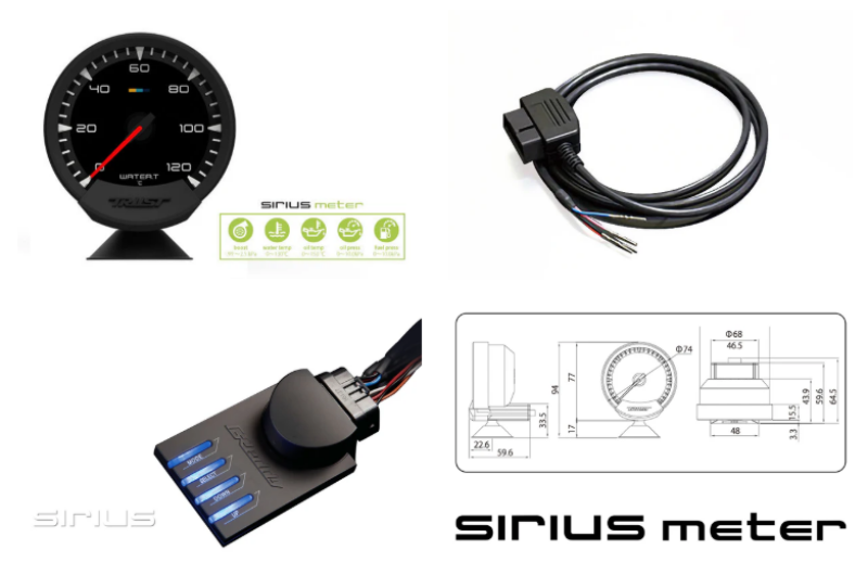 GReddy Sirius OBD Set (Water Temperature Meter) - 74mm Gauges GReddy