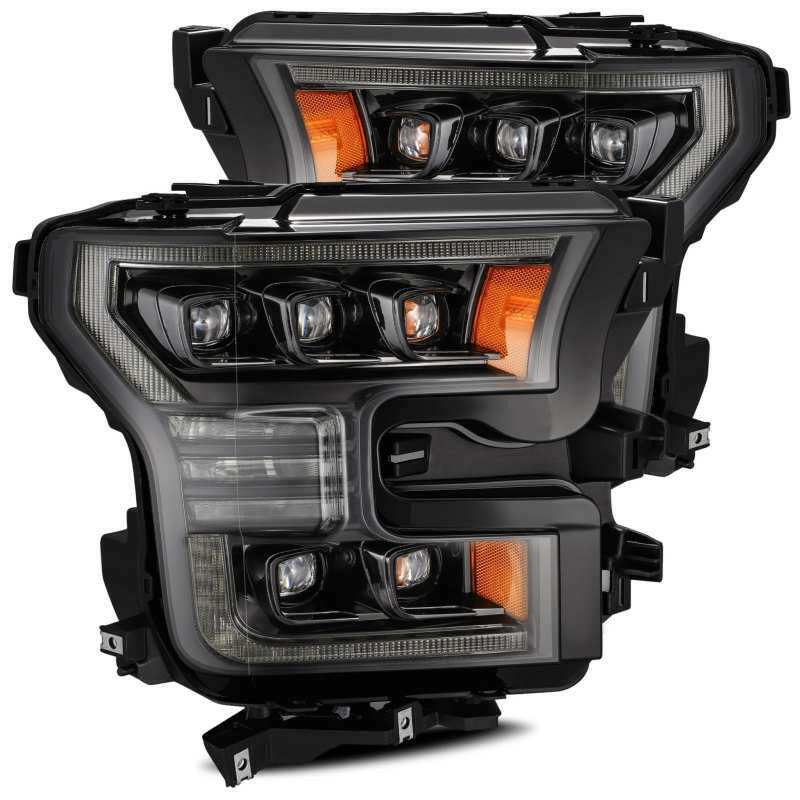 AlphaRex 17-20 Ford Raptor NOVA LED Proj Headlights Plank Style Alpha Black w/Activ Light/Seq Signal Headlights AlphaRex